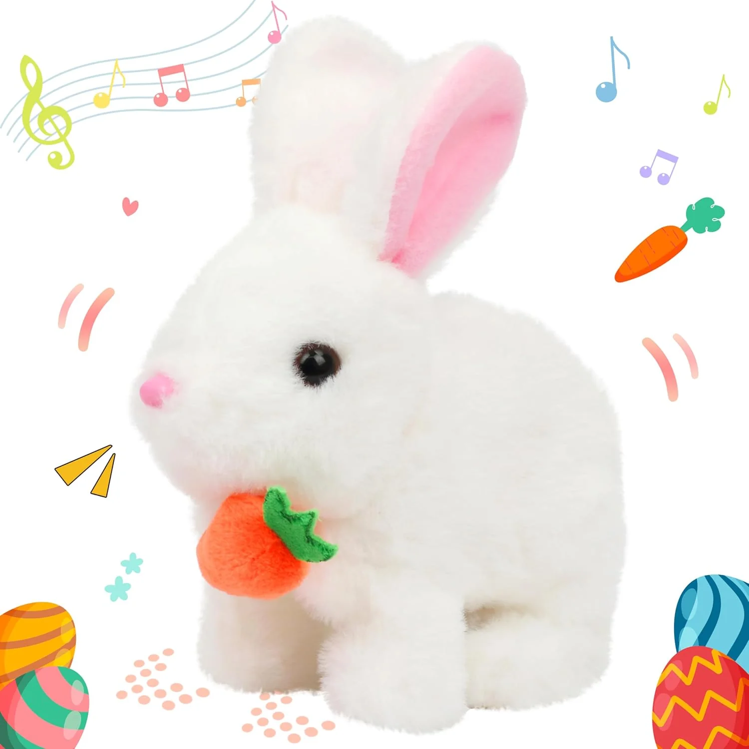 Interactive Hopping Rabbit Electronic Plush Bunny Toy with Sounds and Movements, 7'' Brown