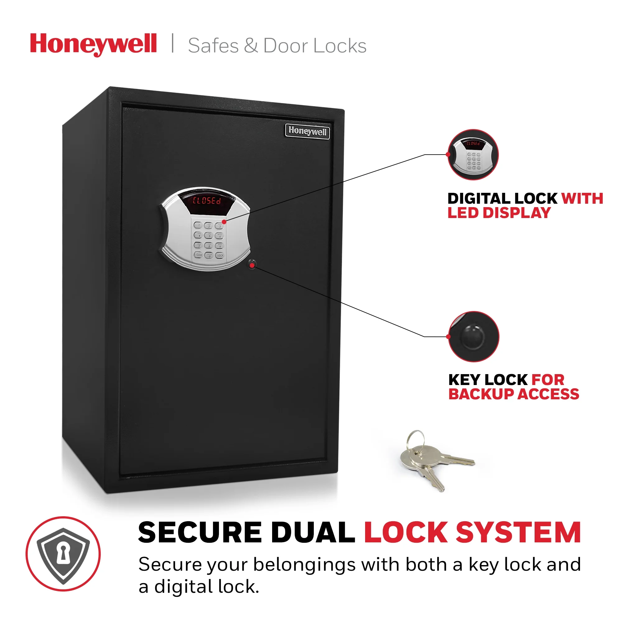 Safes, 2.84 Cu ft, Black Large Electronic Lock/Keys Steel Security Safe, 5107(Black) - Image 9