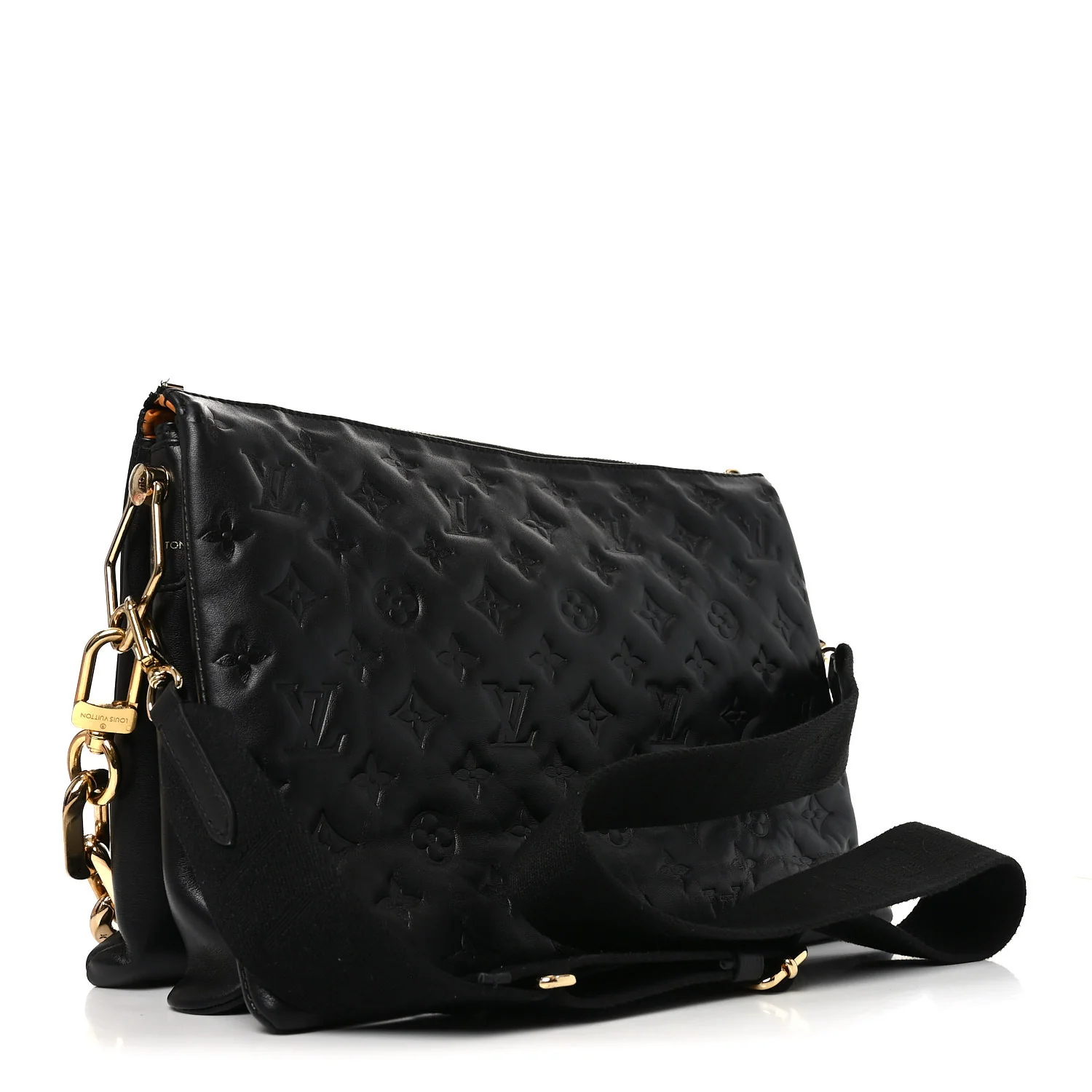Lambskin Embossed Monogram Coussin MM Black