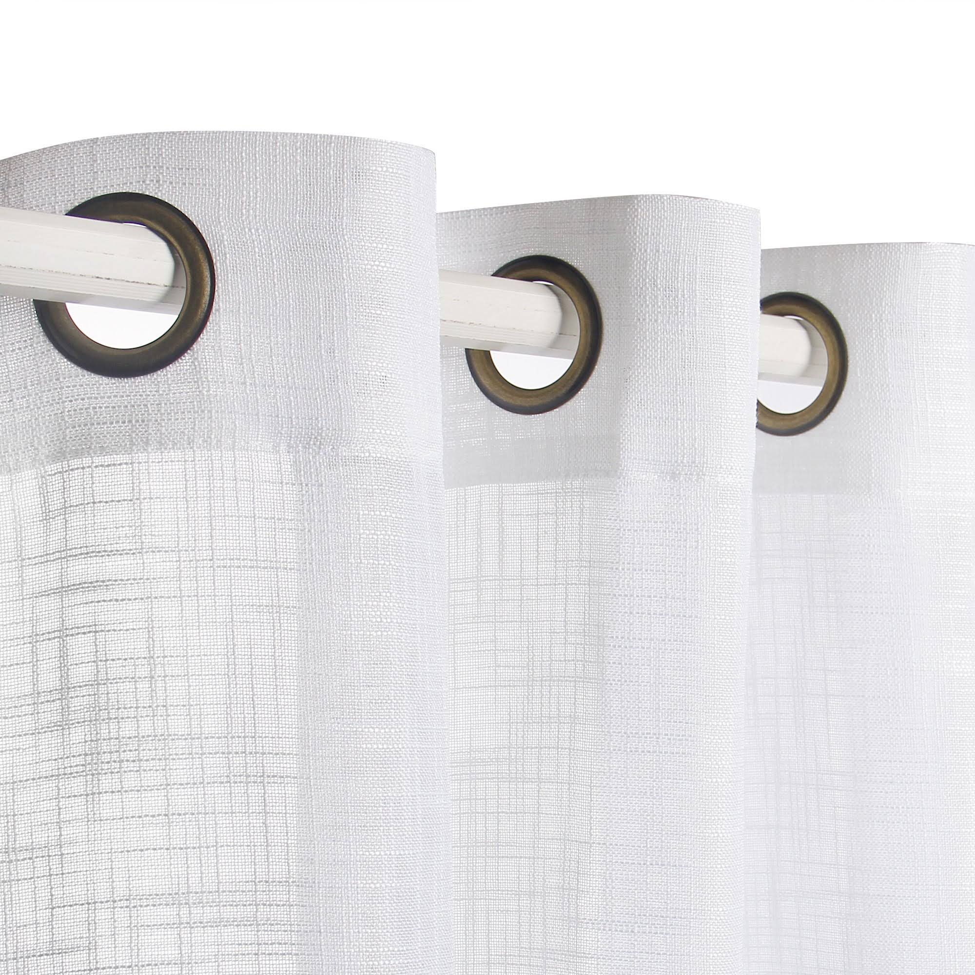 VOILYBIRD Palma Linen Textured Semi Sheer Curtains for Living Room 84 Inches Long Draperies & Curtains Bronze Grommet for