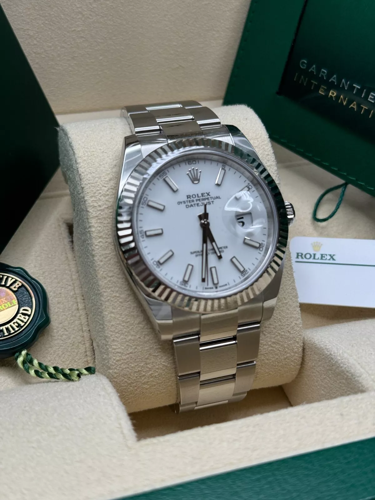 [Super Clone]RLX  Datejust 41mm  White Index Oyster Stainless Steel Men’s Watch - 126334-0009
