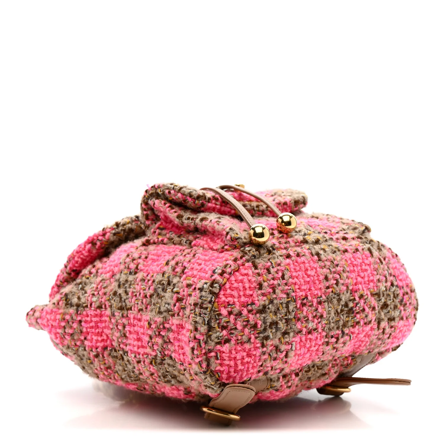 Wool Tweed Elegant Backpack Pink Brown