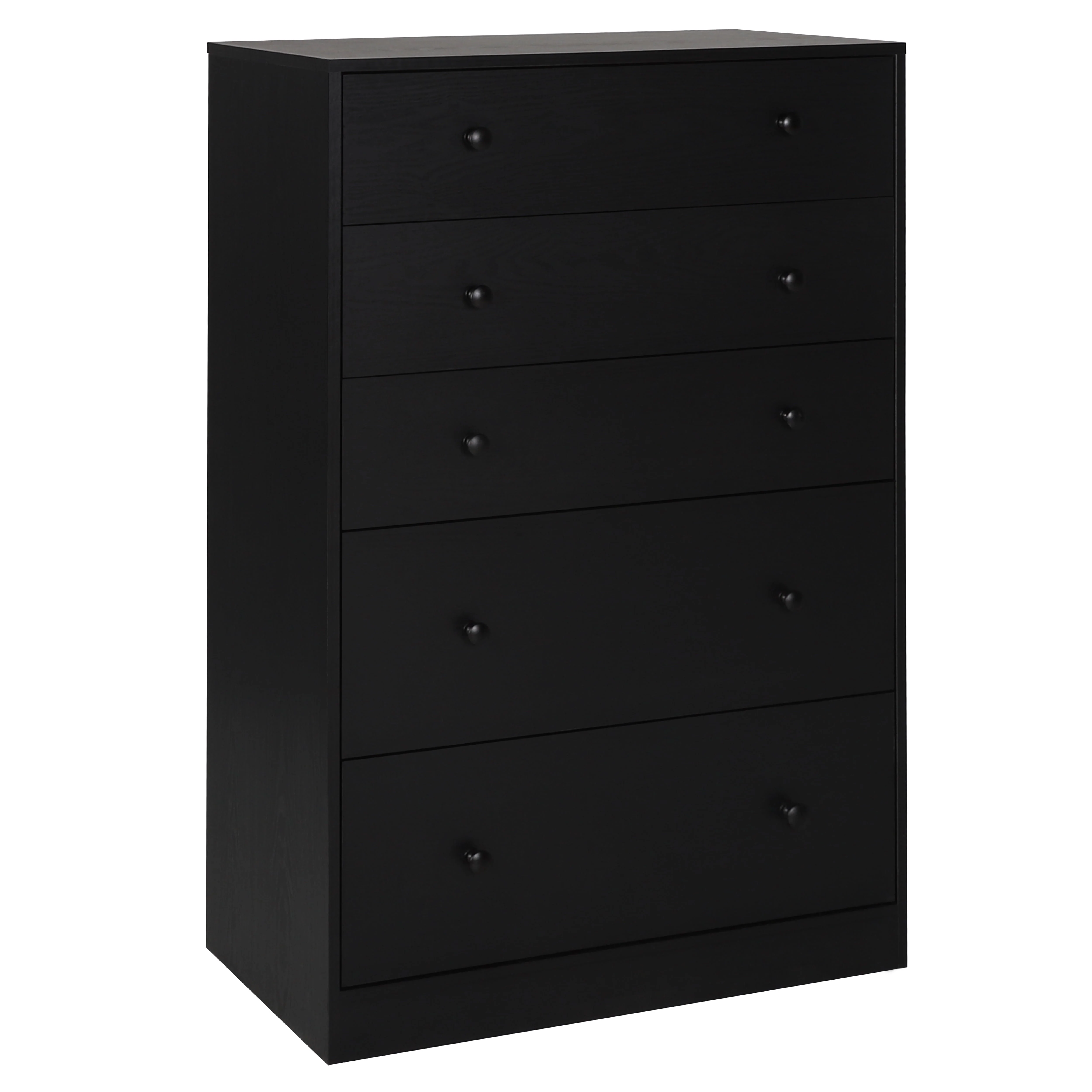 VEIKOUS 5 Drawer Dresser Chest of Oversized Natutal Wood Dresser Cabinet for Storage, Black(Black/5 drawer) Image 4