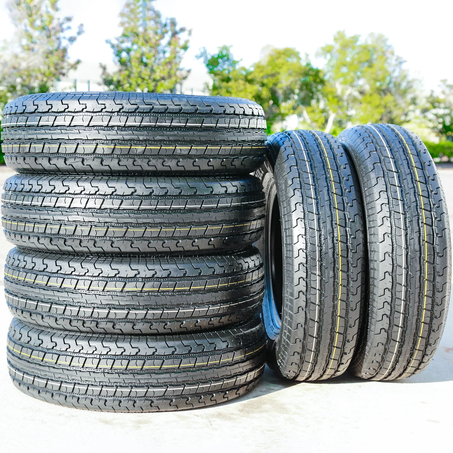 Set of 4 Roundrule ST Hikee Semi - Steel ST205/75R14 205/75R14 105/101 L D 8 Ply Trailer Tires