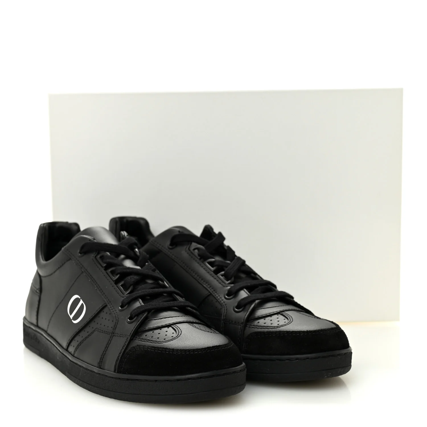 Calfskin Suede Logo Sneakers 38 Black