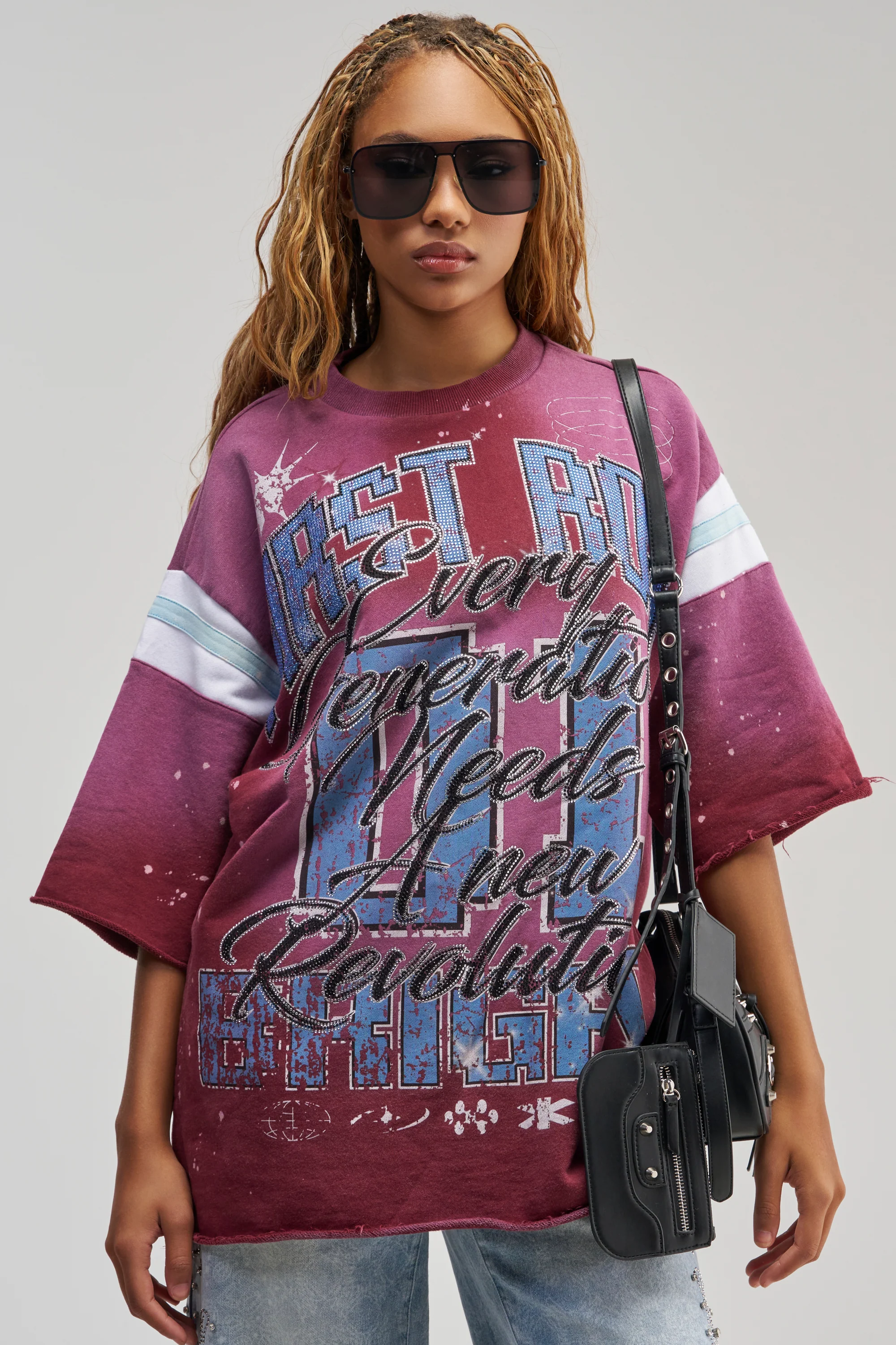 MY FUTURE OVERSIZED GRAPHIC TEE IN BURGUNDY - Akira Store