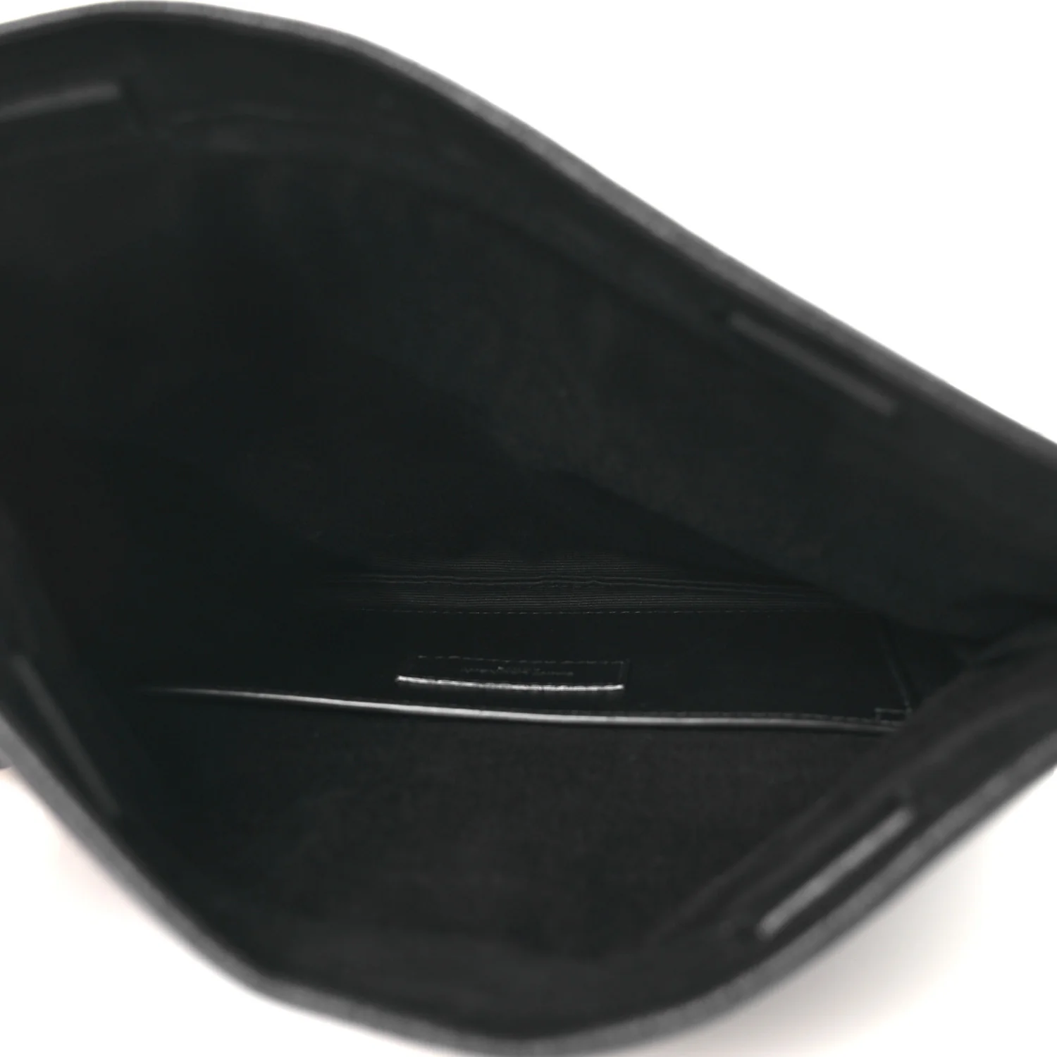 Calfskin Crocodile Embossed West Hollywood Monogram Fold Over Clutch Black
