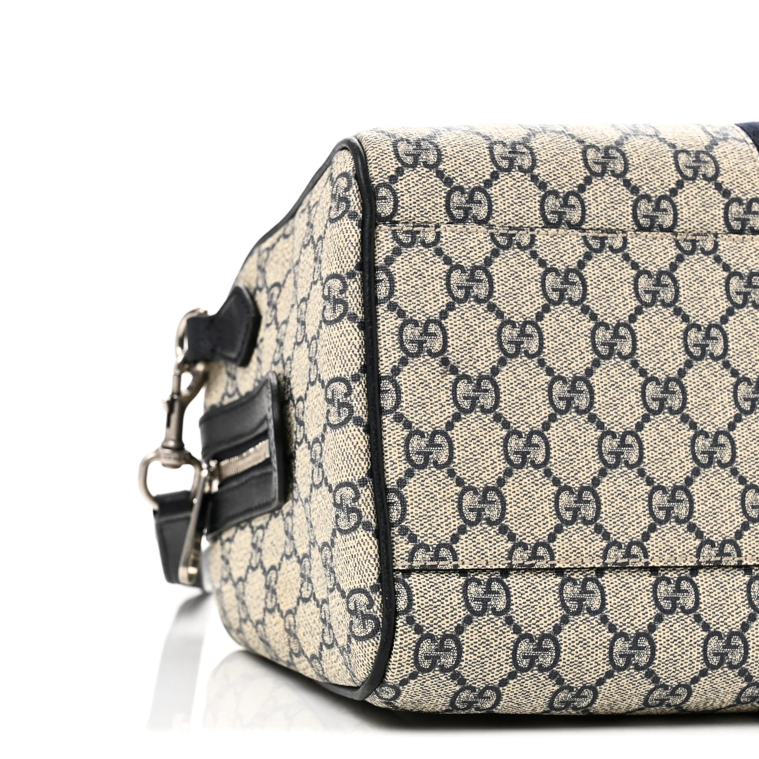 GG Supreme Monogram Web Medium Ophidia Top Handle Bag Beige Blue