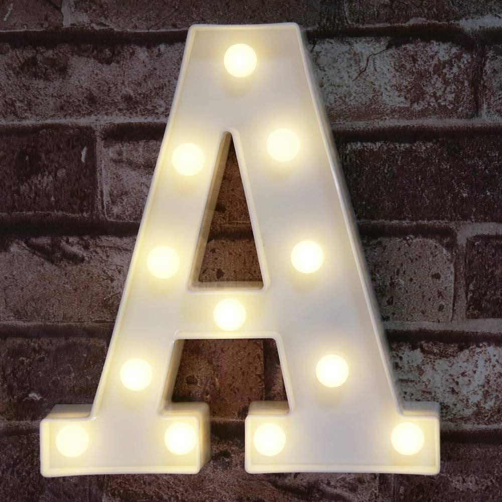 Pooqla LED Marquee Letter Lights Sign Light Up Alphabet Letter for Home Party Wedding Decoration A
