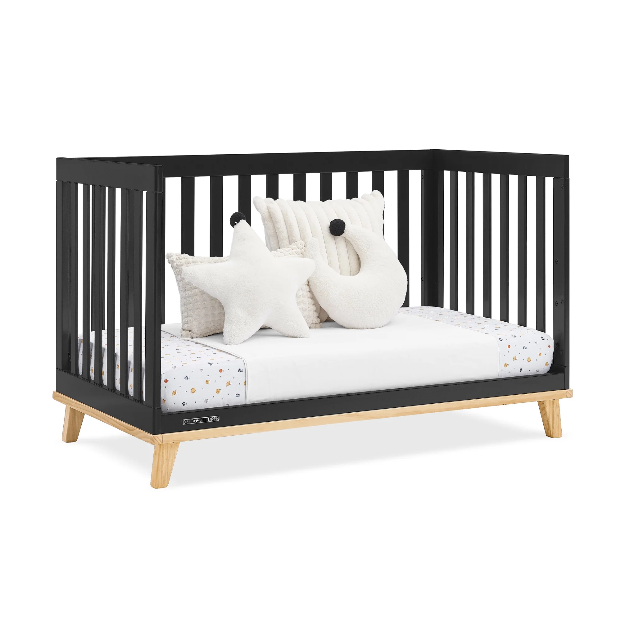 Frankie 4-in-1 Convertible Crib Greenguard Gold Certified, Black with Natural(Black with Natural) - Image 4