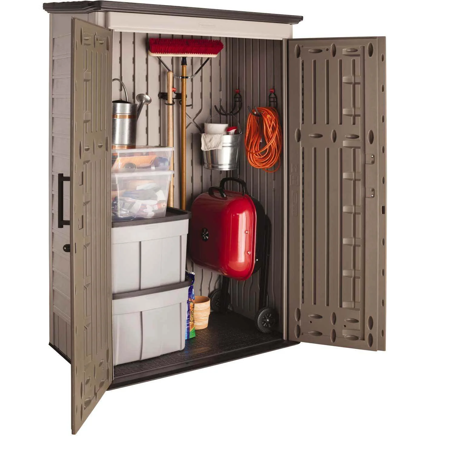 Rubbermaid Outdoor Storage Shed. 52 Cu.Ft.. Weather-Resistant. Lockable Doors