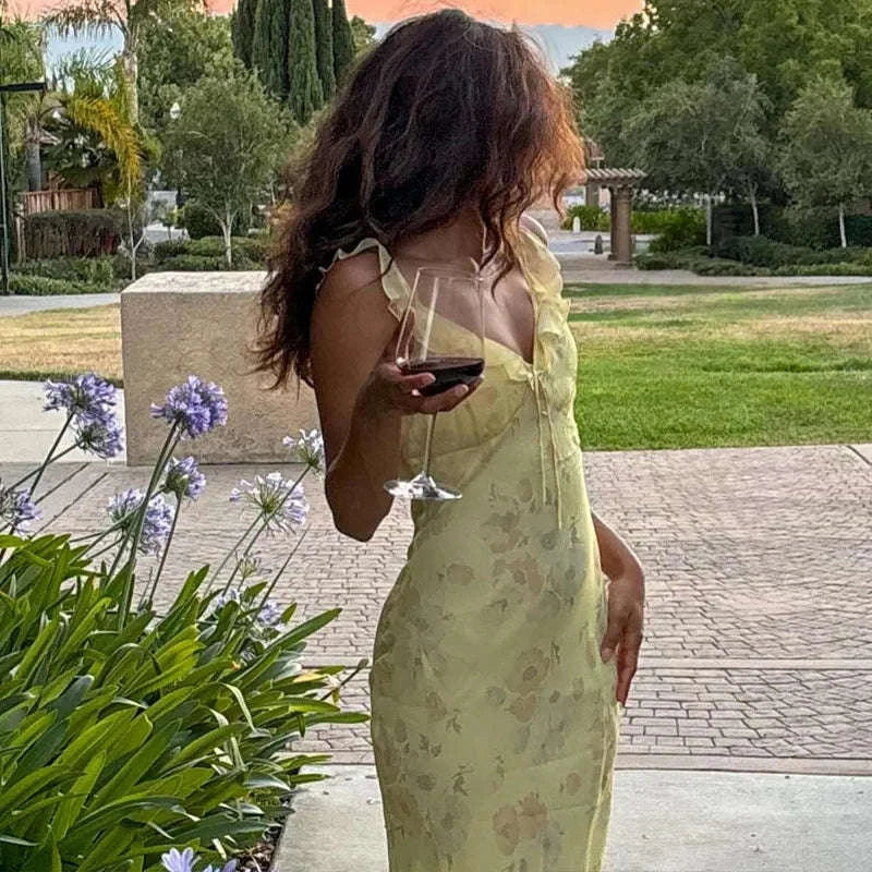 Robe Maxi Dos Nu Plongeant Fleurie Mode Été