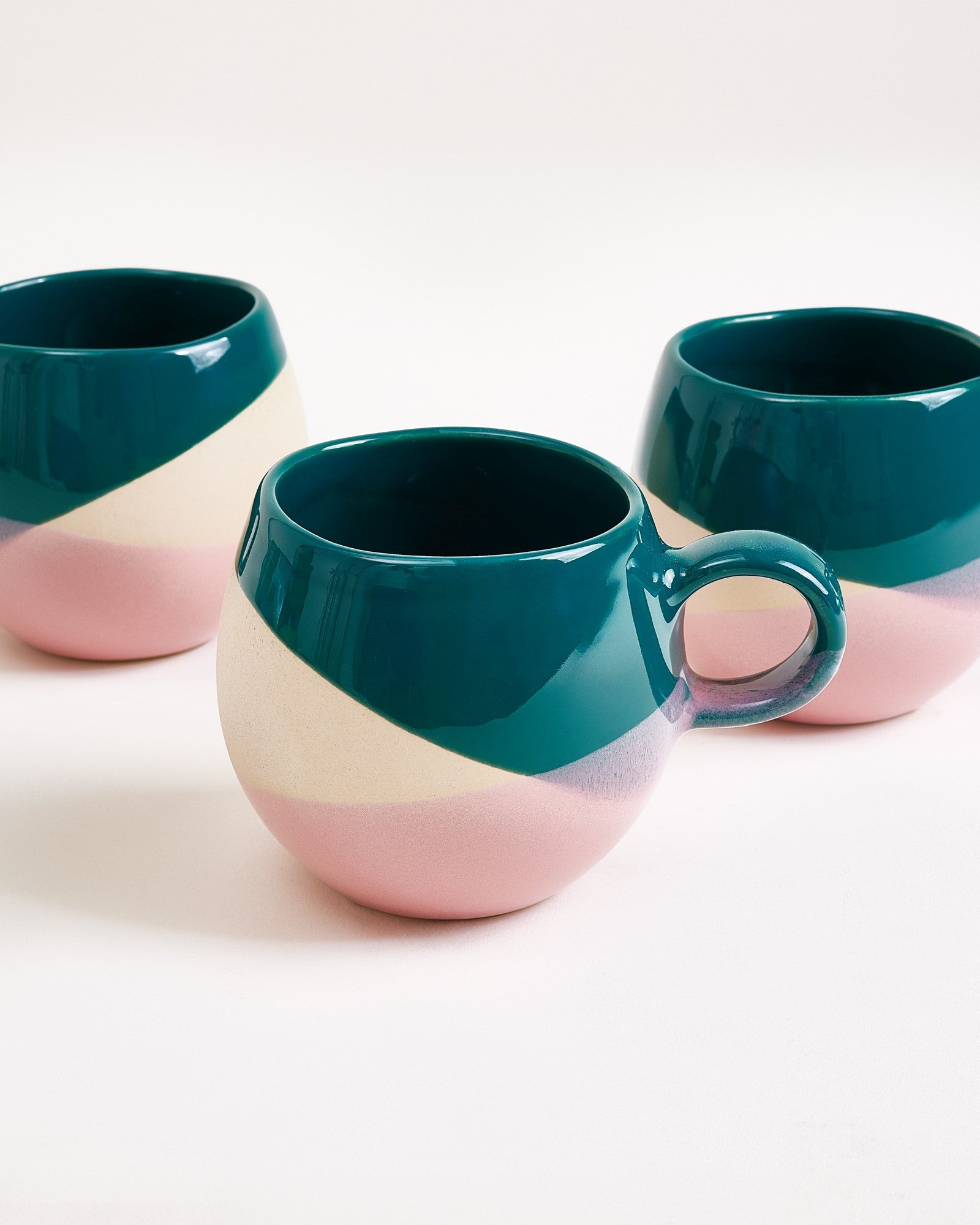 BICA - SMALL MUG DARK GREEN SAND PINK SET OF 6