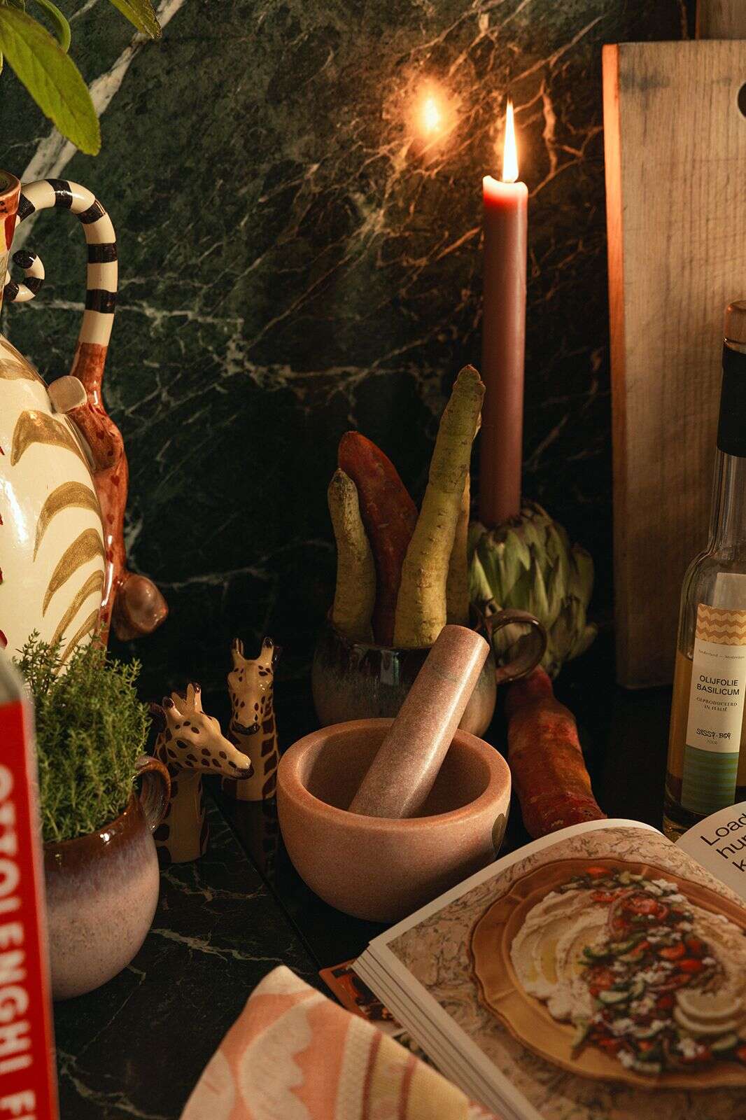 Lichtroze marmeren vijzel met hartje