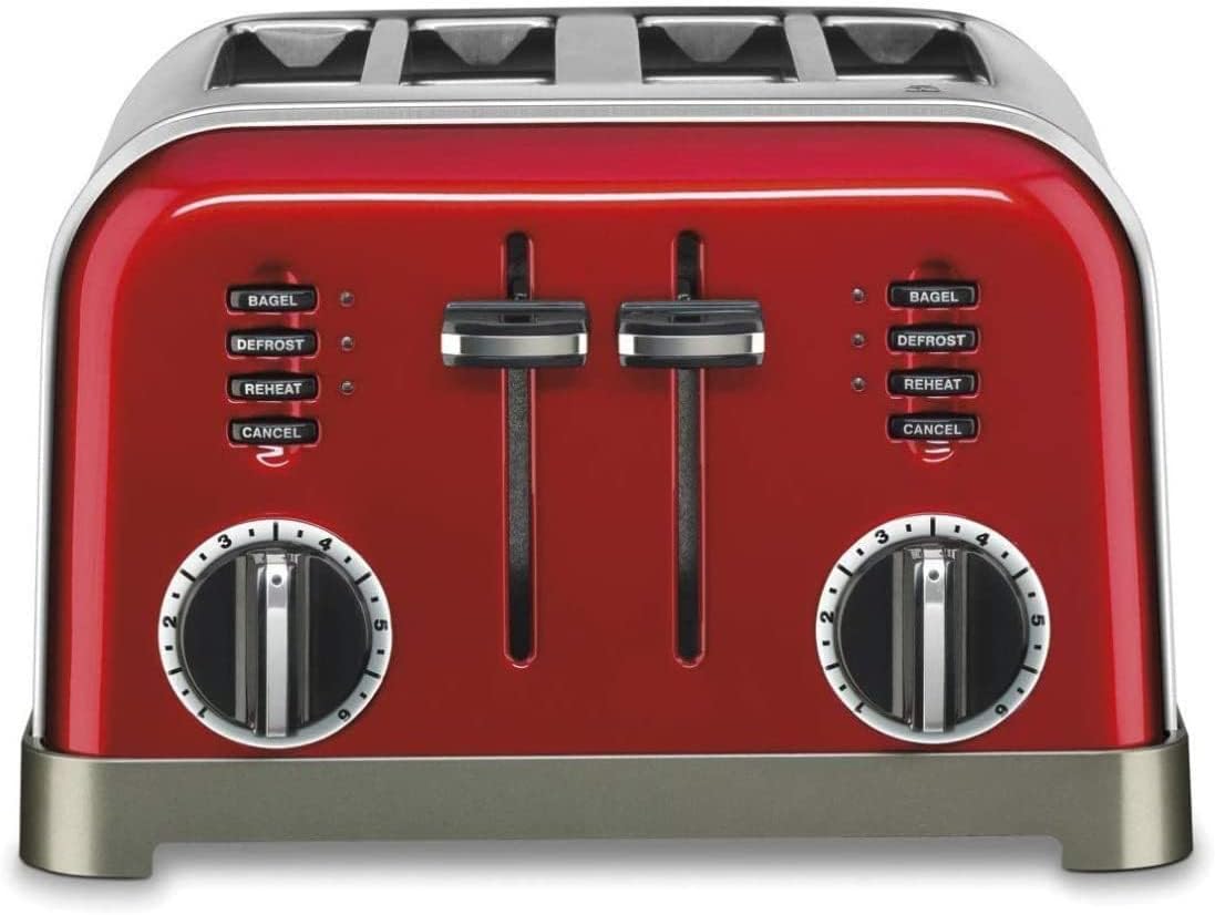 Cuisinart Toaster, Extra-Wide Slots, Stainless Steel, 4-Slice| Bagel, pastry & bread toaster with defrost/reheat functions, 6-setting browning dials & a slide-out crumb tray, CPT-180P1