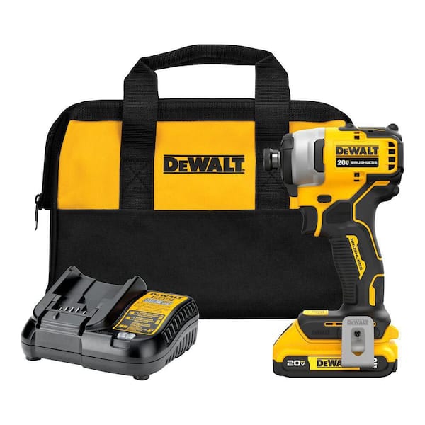 ATOMIC 20V Max Lithium-Ion Brushless Cordless Compact 1/4 in. Impact Driver Kit with 2.0Ah Battery. Charger and Bag