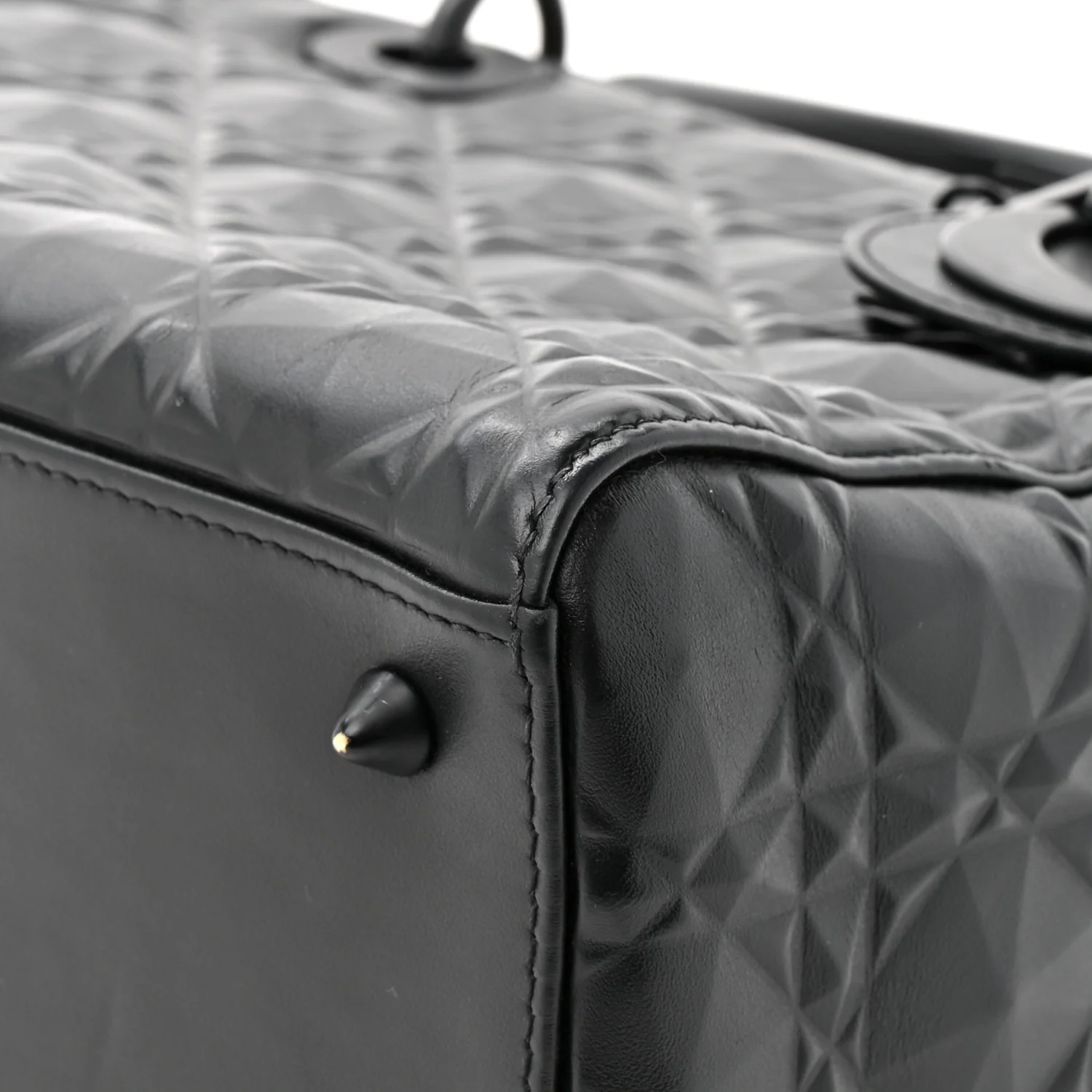 Calfskin Cannage Diamond Cannage Medium Lady Dior Black