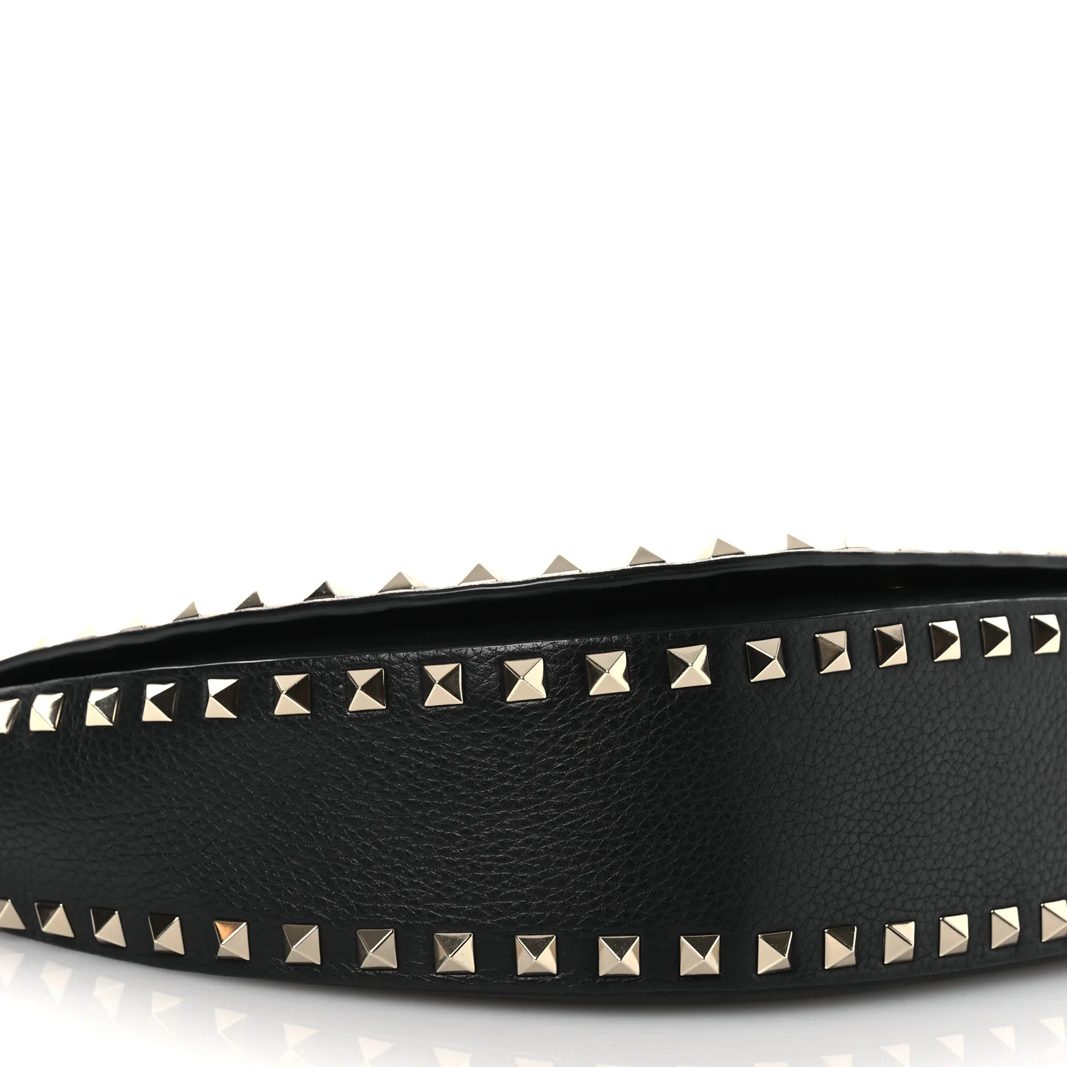 Grained Calfskin Rockstud Saddle Bag Black