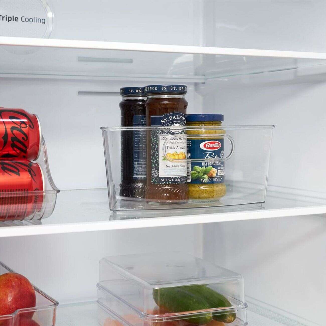 Bac de rangement triangulaire transparent pour frigo 3L