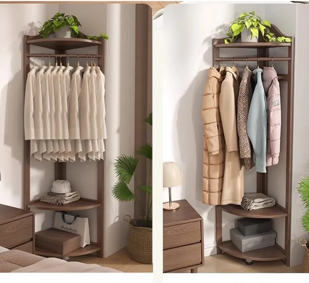 Corner Hall Tree with Shoe Bench & Storage Shelf, Freestanding Entryway Coat Rack for Home & Office