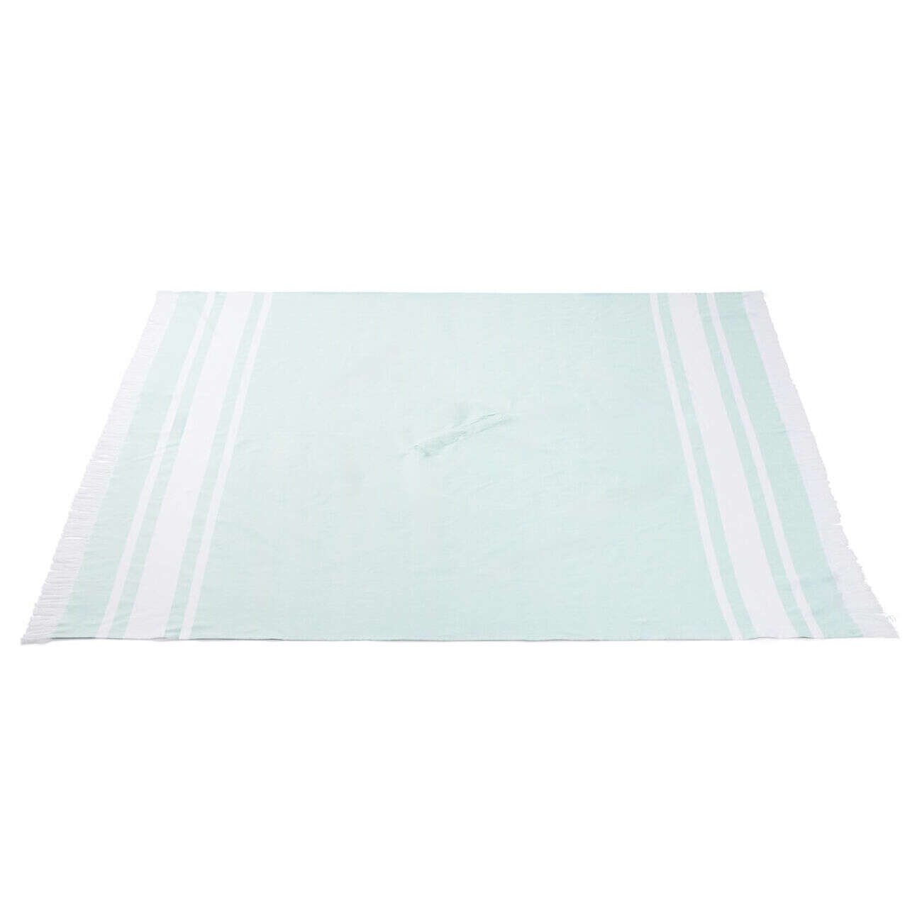 Fouta 2 personnes 190x190cm avec trou pour parasol bleu et blanc