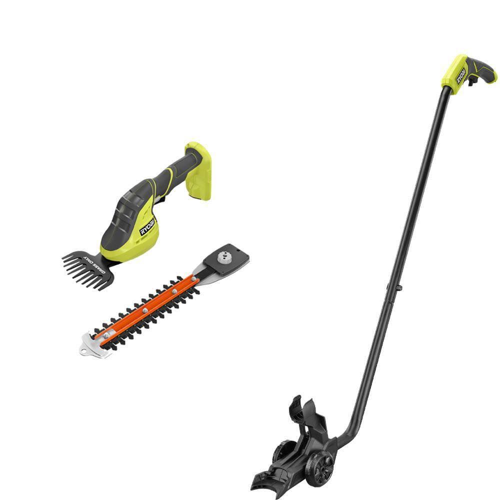 One+ 18V Cordless Grass Shear and Shrubber Trimmer (Tool-Only) with Accessory Shear/Shrubber Caddy