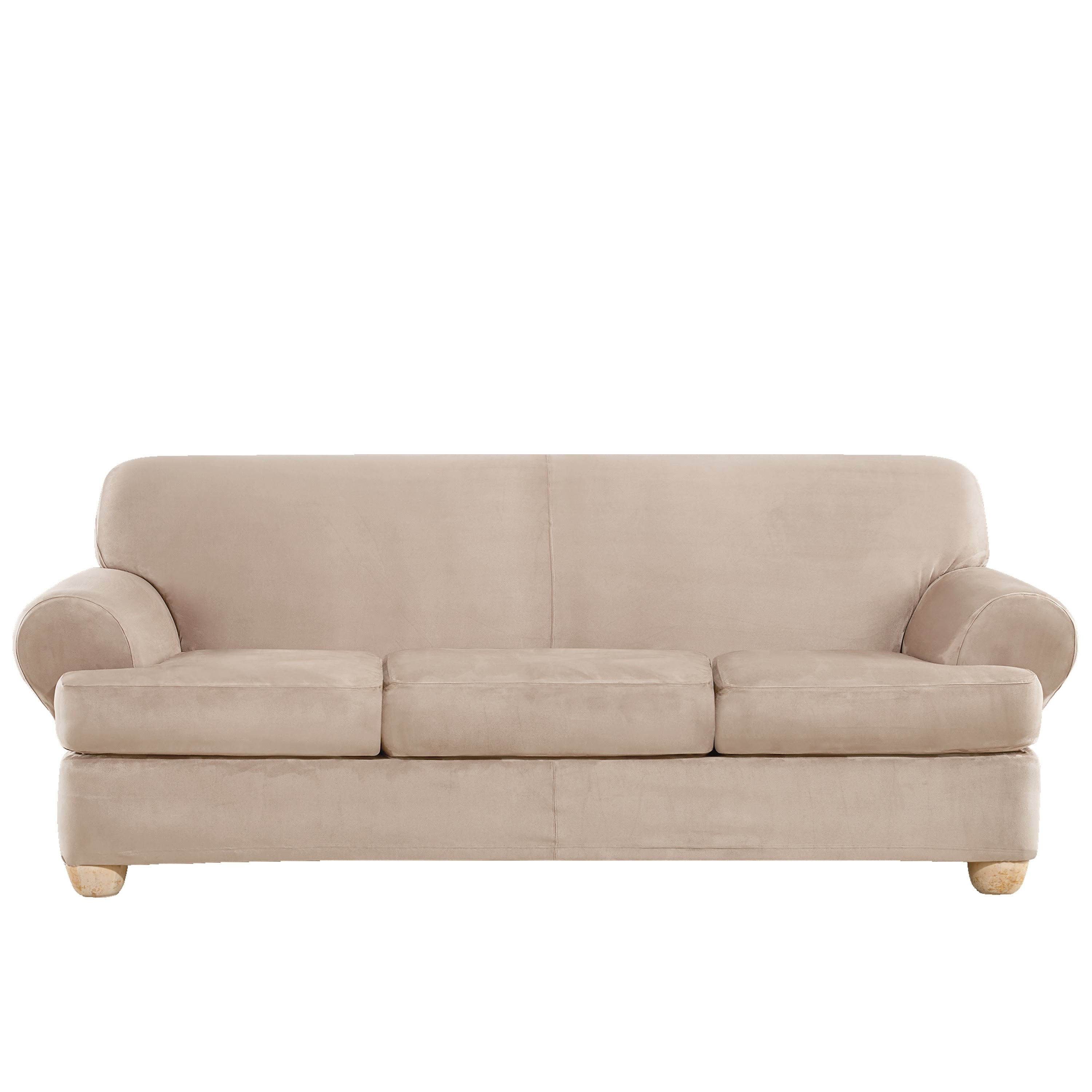 Sure Fit Ultimate Heavyweight Stretch Suede Sofa Slipcover, Cement Grey