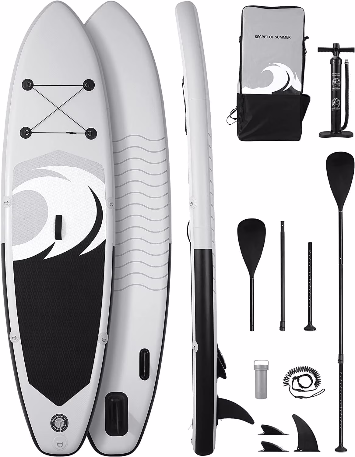 10 in Inflatable Stand up Paddle Board 6 in Thick SUP Paddle Board with Paddleboard Accessories Triple Action Pump Fishing Green(Green) - Image 3