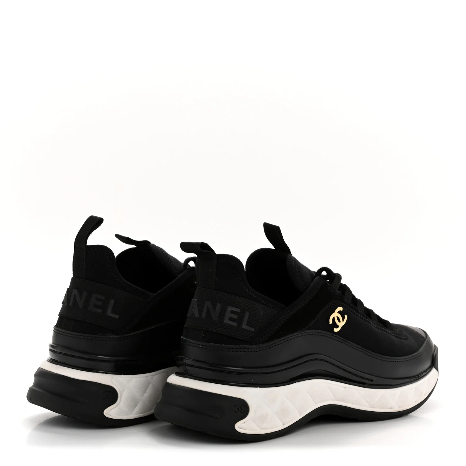 Velvet Calfskin Mixed Fibers CC Sneakers 38 Black