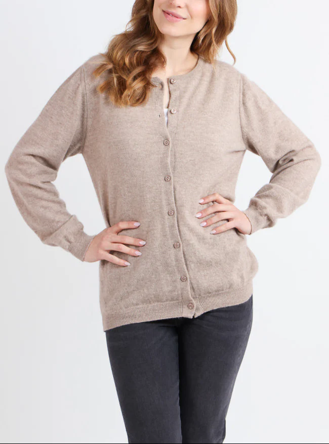 Cardigan femme en cachemire beige taupe