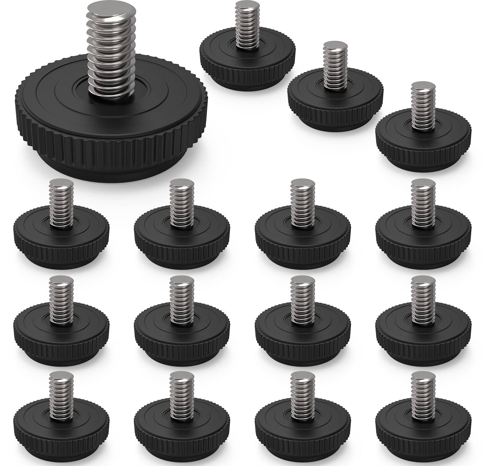 ONEHOME 16 Pack 5/16-18 Stainless Steel Adjustable Threaded Furniture Leg Leveling Feet Screw-In Glide Leveler,Screw Foot Levelers Screw On