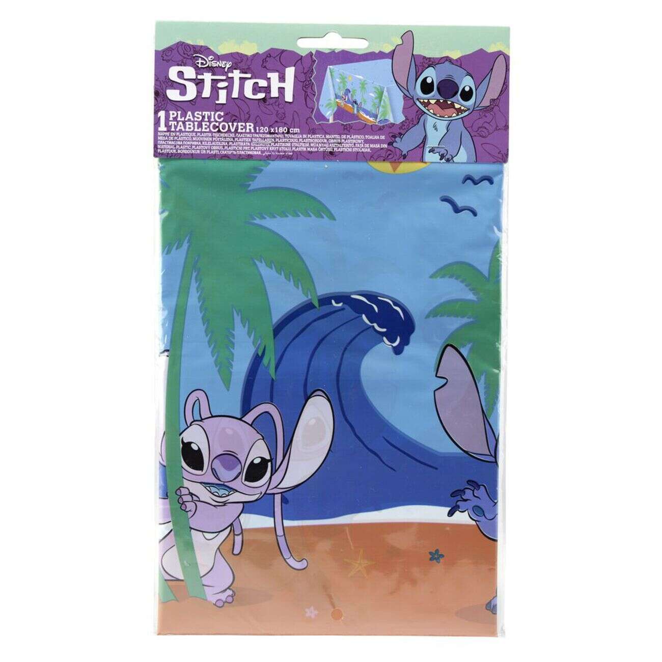 Nappe Disney Stitch plastique bleu 120x180cm