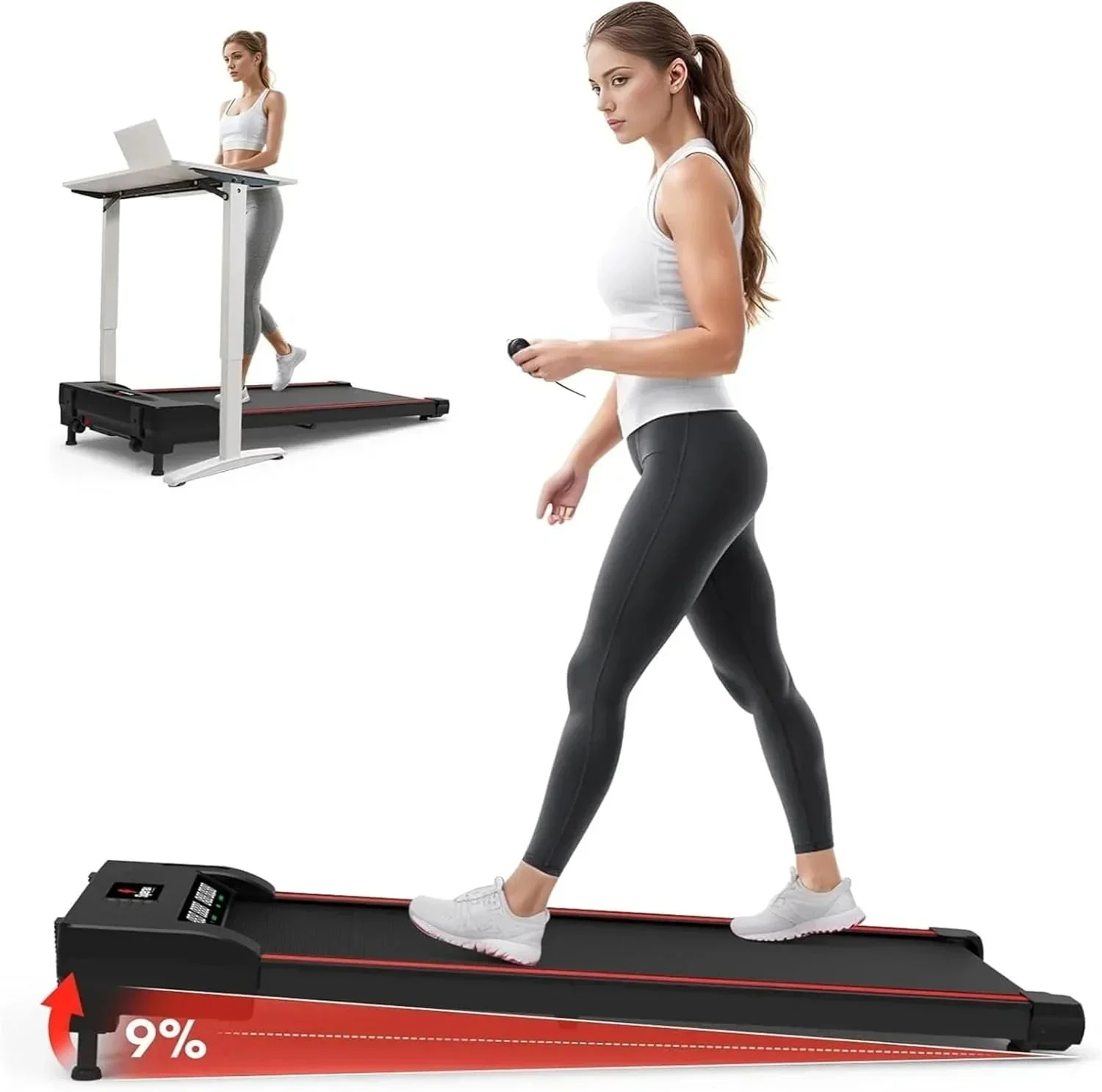 Walking Vibration Pad with APP, 3 in 1 Under Desk Treadmill, 2.5HP Low Noise Walking Treadmill Pad with Remote Control,Portable Treadmills for Home Office