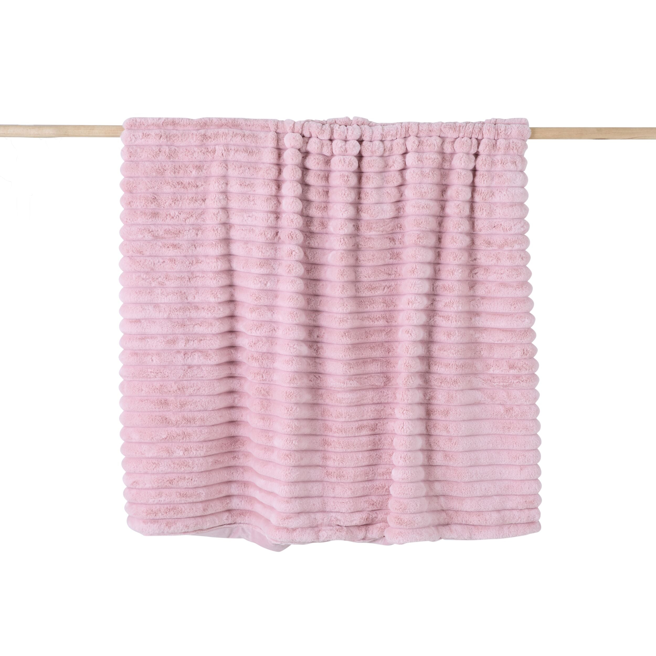 Luxe Rib Faux Fur Throw Blush 130x170cm
