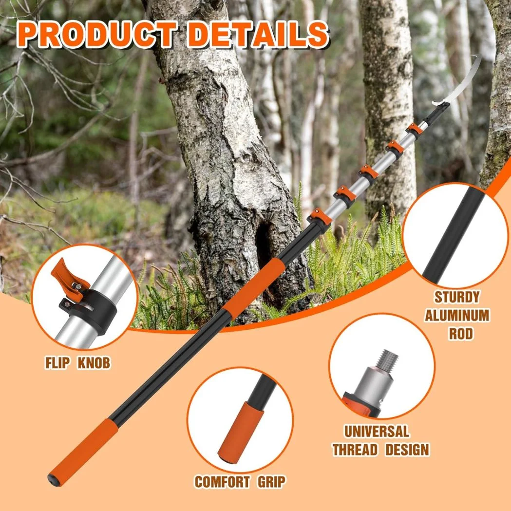 30FT Reach Pole Saw for Tree Trimming, Telescoping Tree Pruner Extendable with 5-24FT Extension Pole, Manual Saw for Yard, Garden, Patios - Image 2