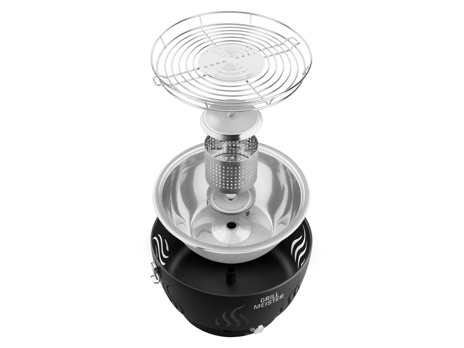 GRILLMEISTER Barbecue  charbon de bois avec ventilation active GAG 34 D1,  31,8 cm