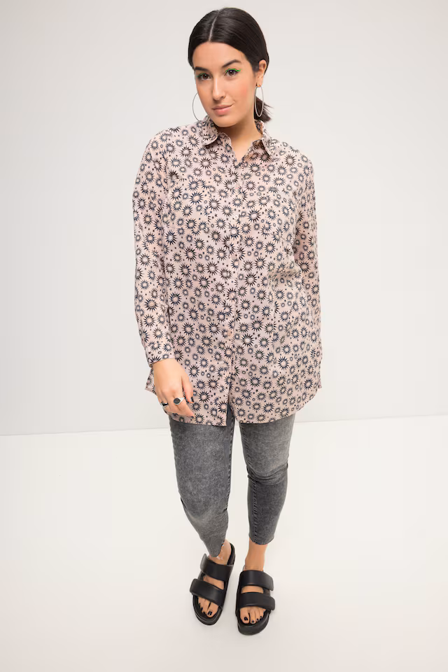 Sun Print Button-Down Blouse