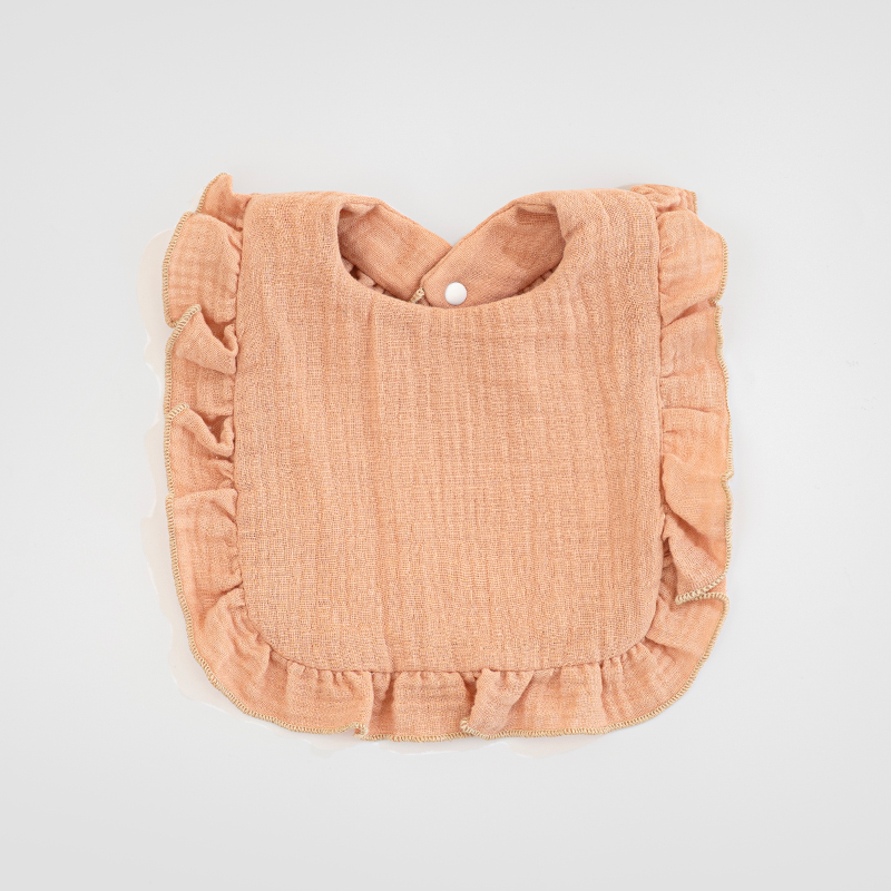 Luxury 6-Layer Eco-Friendly Cotton Muslin Baby Bibs Floral Lace Trim Printed Soft Saliva Towel for Infants