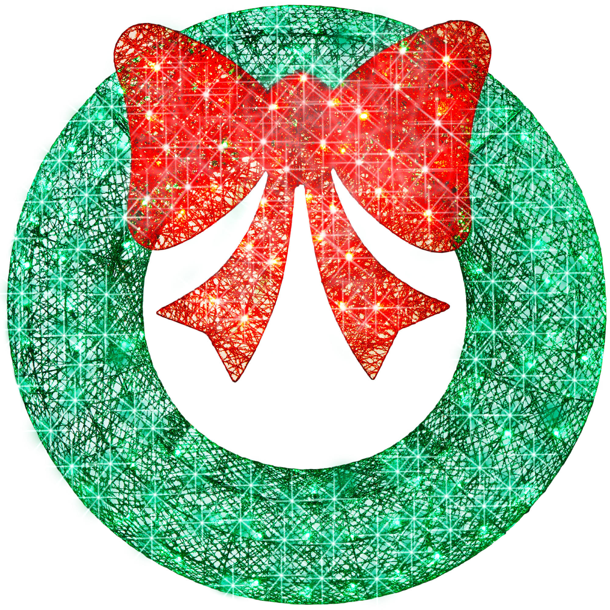 Best Choice Products SKY6244 48in Pre-Lit Outdoor Christmas Wreath, LED Metal Holiday Decor w/ 140 Lights, Bow - Green/Red