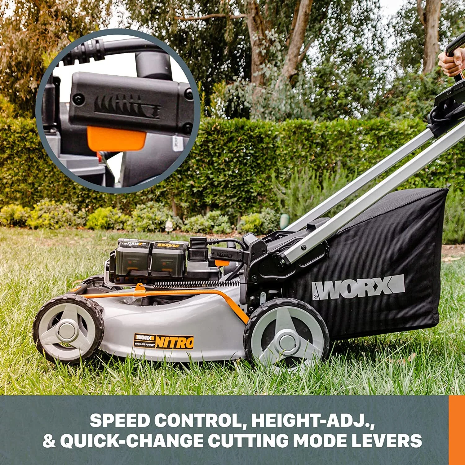 WG761 Nitro 80V 21" Cordless Self-Propelled Lawn Mower with Brushless Motor Rear Wheel Drive - Image 2