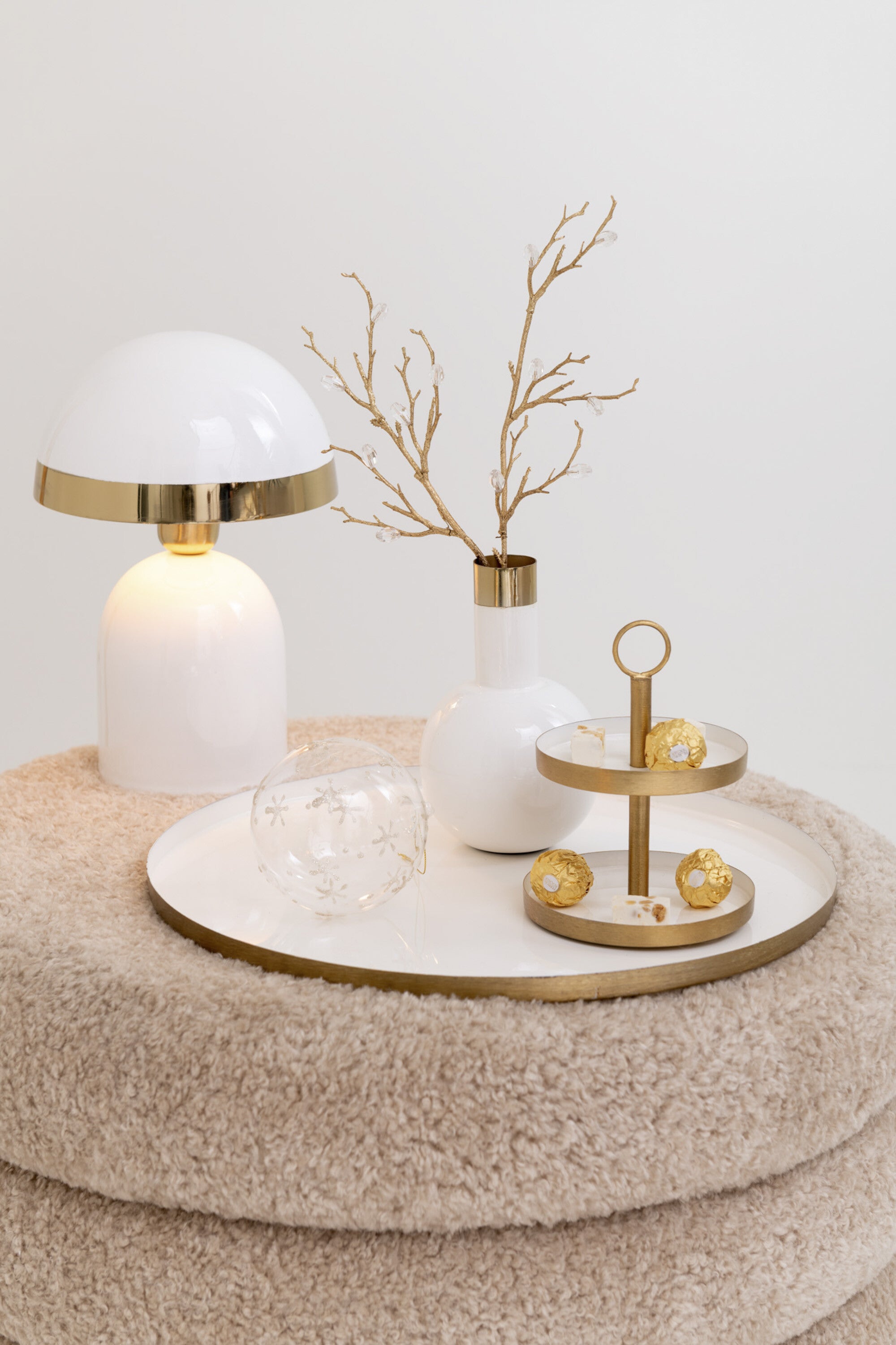J-Line decoratie Tak Stenen - kunststof - goud transparant - 24 stuks