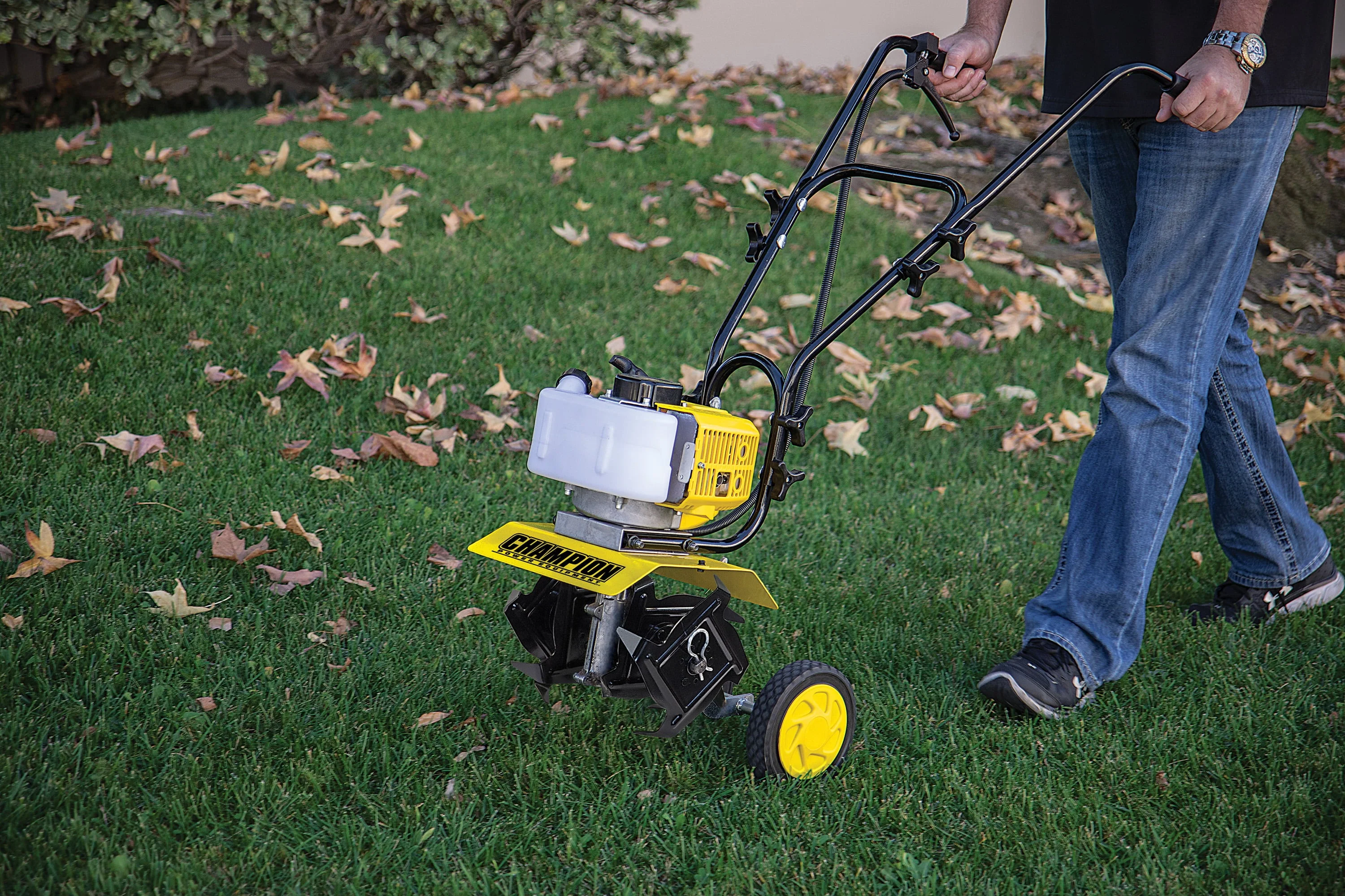 Champion Power Equipment 43cc 2 - Stroke Portable Gas Garden Tiller Cultivator with Adjustable Depth