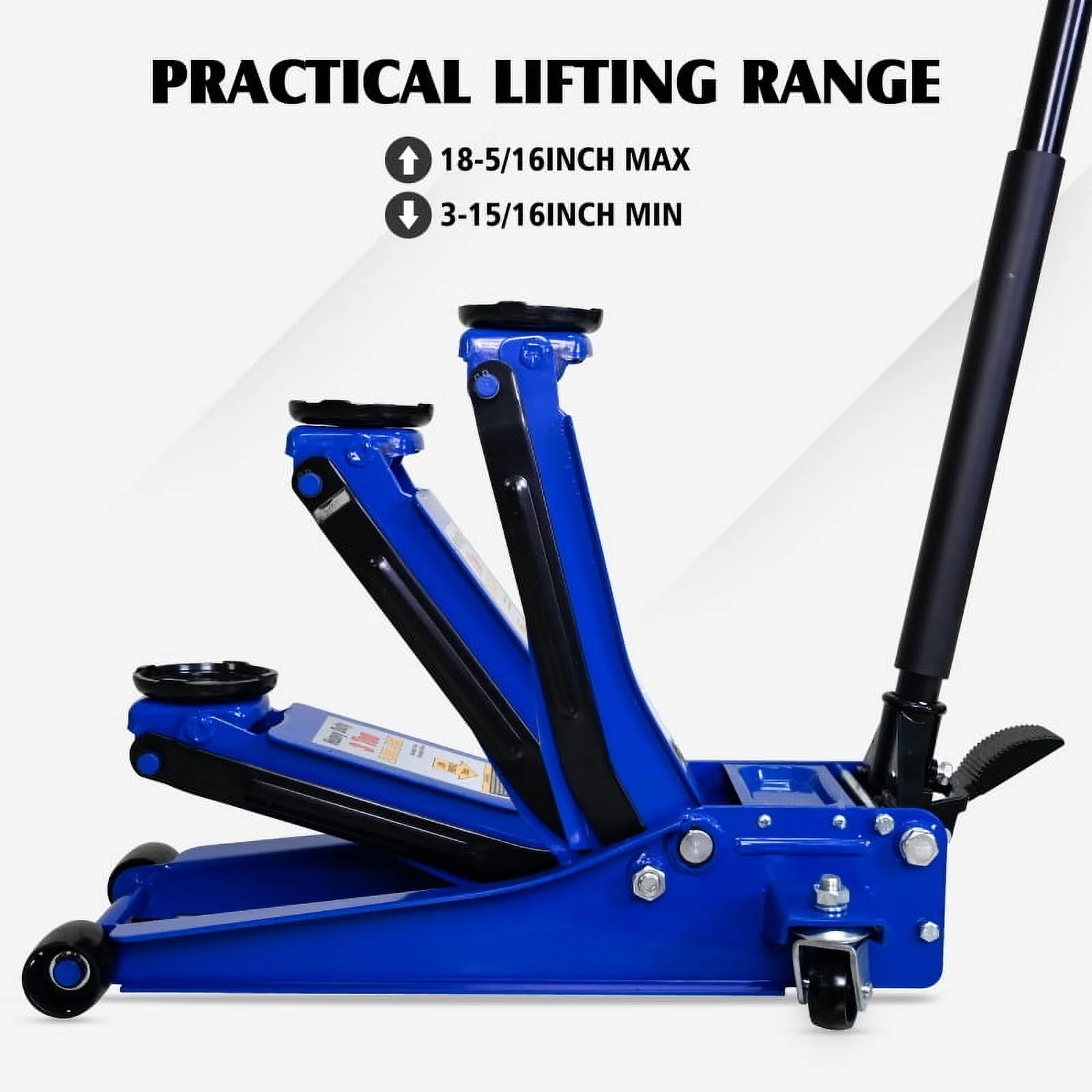 3 Ton Low Profile Floor Jack, Professional Low Profile Hydraulic Jack, Heavy Duty Steel Racing Floor Jack with Dual Piston Quick Lift Pump, 3 Ton (6,600 lb) Capacity, Lift Range 3.1"-20" - Image 4