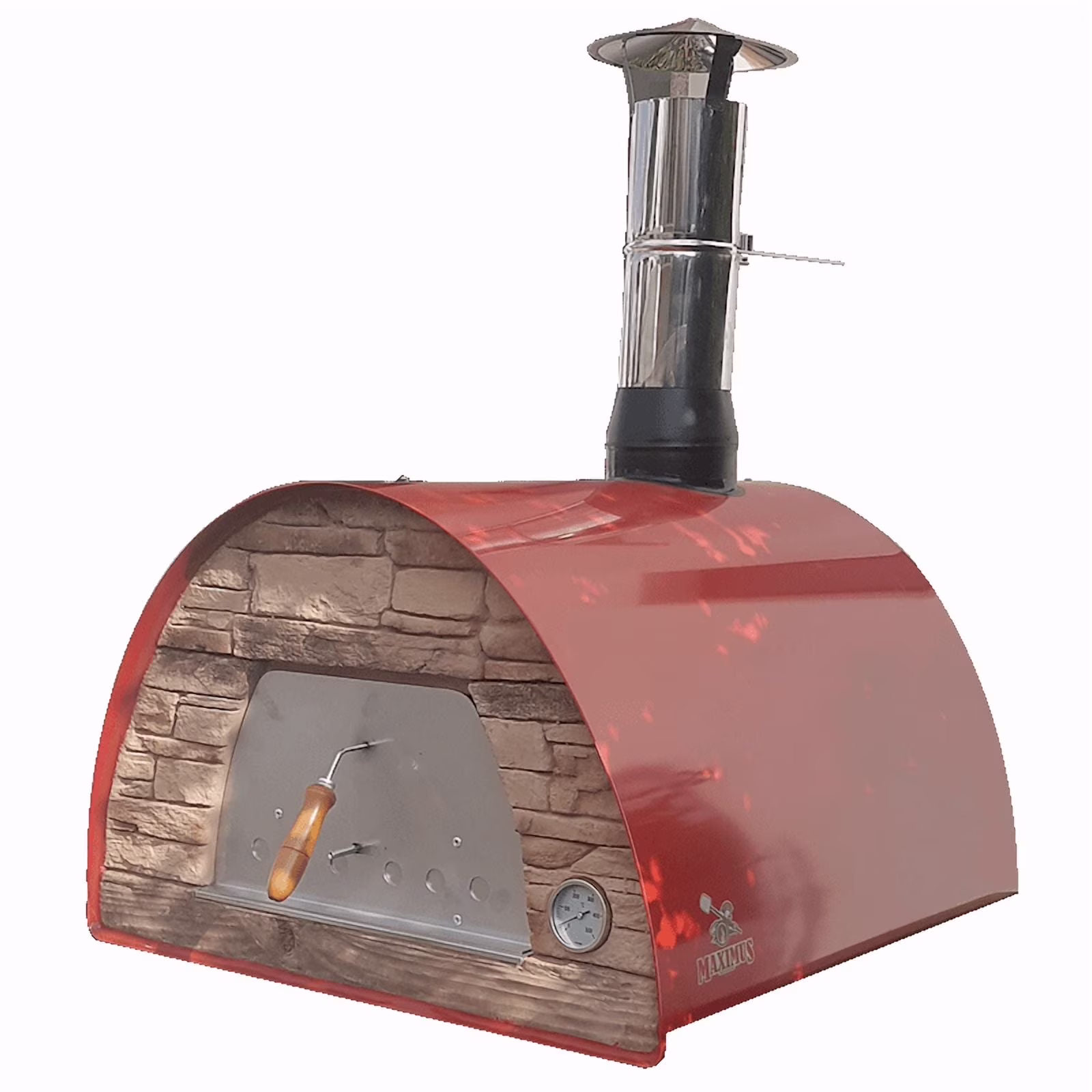 Maximus Portable Wood-Fired Pizza Oven �C Red, Outdoor Pizza Bread Oven