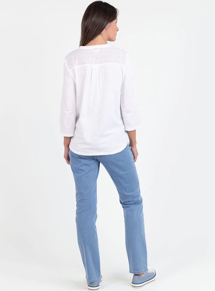 Blouse  femme en maille de coton blanc