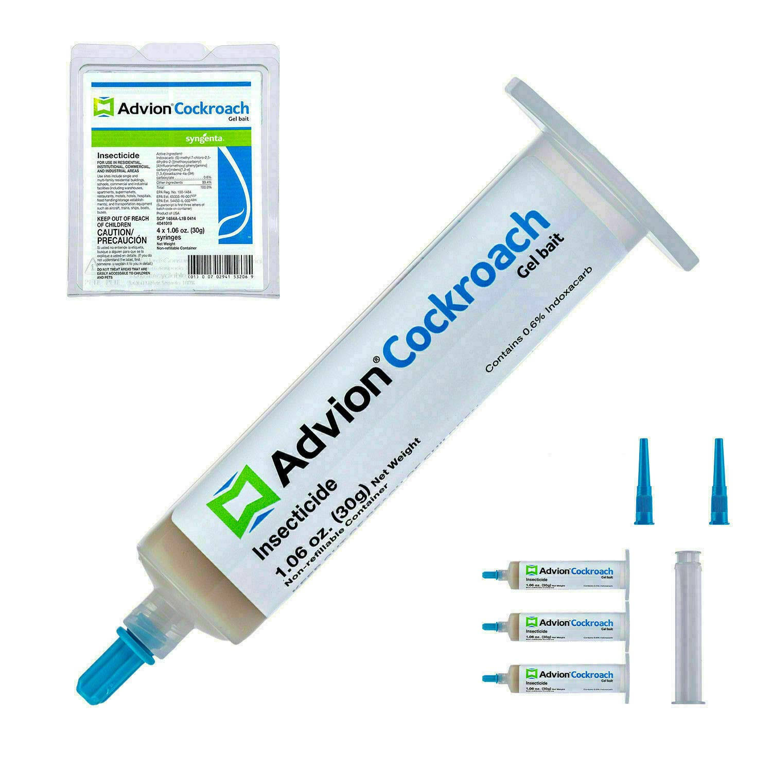 Syngenta 30 Gram Tube Dupont Advion Cockroach Roach Gel Bait w/Plunger (Advion 4pk)