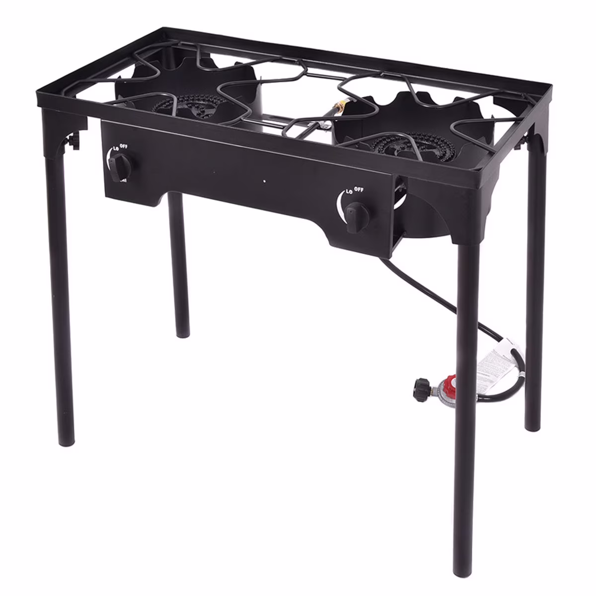 Double Burner Gas Propane Cooker Outdoor Picnic Stove Stand BBQ Grill