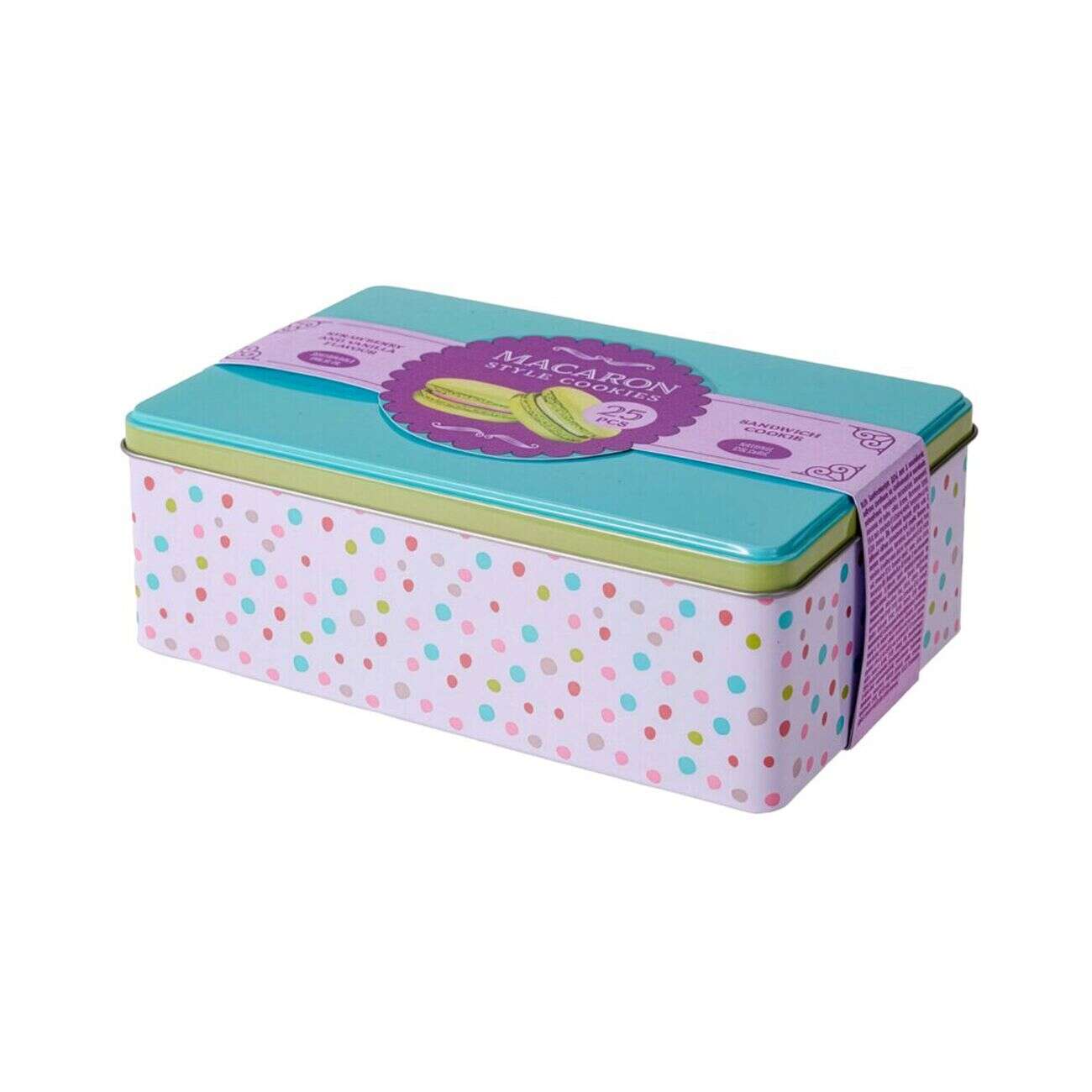 Biscuits macarons 160gr boîte métal 20x13xH7cm (2 modèles)