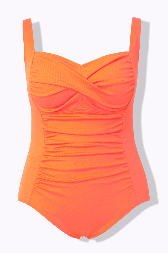 Draped Front Sweetheart Neck Front Lined Swimsuit