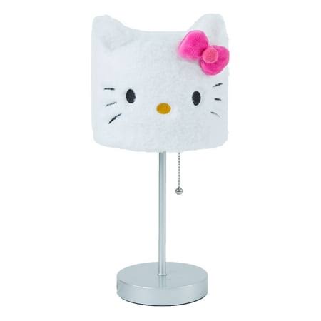 Hello Kitty Plush Shade Stick Lamp, White, 15 inch H x 7 inch W, Size: 15 x 7